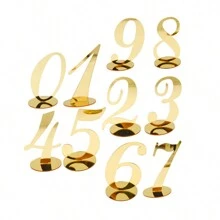 Gouden tafelnummers Gespiegelde tafelnummers voor huwelijksreceptie, acryl tafelnummers 1-20 met houderbasis voor huwelijksfeest evenement tafeldecoraties, huwelijksdecoratie, woondecoratie, kamerdecoratie feestgunsten bruid