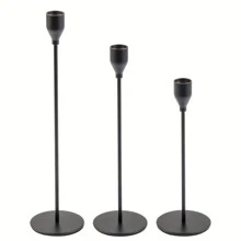 3pcs Black Candle Holders, Decorative For Wedding/Party,Room Decor,Gifts Birthday Graduation - Black - View 5