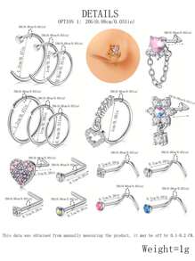 18PCS 18G 20G Stainless Steel Nose Rings Nose Studs Nose Rings Studs Nose Rings Hoops For Women Nose Piercings Studs Nose Piercing Jewelry Nose Rings Studs Dangle Stainless Steel L Shaped Corkscrew Cute Heart Sun Flower Star Butterfly Nose Rings Nose Piercing Jewelry Nose Stud Ring Nose Screw Rings Studs Nose Rings For Women Nose Screw Studs Nostril Nose Piercing Jewelry Valentines - Nose Rings Studs - 查看 3