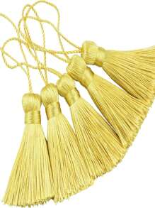 20pcs 4.3 Inch Handmade Silky Floss Mini Tiny Craft Tassels With 2-Inch Cord Loop And Small Chinese Knot For Earrings, Souvenir, Bookmarks, DIY Craft Accessory,Tags - Gold - View 1