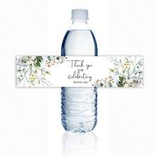 50 Piezas de etiquetas de botellas de agua mineral vintage con diseño de flor "GRACIAS" y forma rectangular para sellar regalos en celebraciones de bodas - 50 pcs - Ver 11