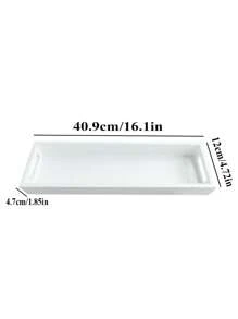 1 pieza Bandeja rectangular de madera blanca, estilo minimalista, apta para hoteles, sala de estar y comedor como regalo de Navidad - Blanco - Ver 9