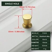 1pc Solid Aluminum Alloy Cabinet Knobs, Modern Golden Pulls Cabinet Drawer Dresser Handles Knobs, Polished Finish - Gold - View 11