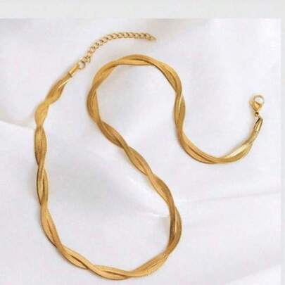 Colar trancado Hailey Bieber Escama banhado a ouro 18K MORDERNO