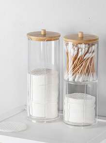 1pc Acrylic Tissue Box With Bamboo Lid And Open Top For Makeup - Clear - View 8