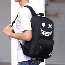 2pcs Fluorescence Night Backpack Set For Men, 2pcs Minimalist Stylish Cartoon Pattern Backpack Set With Chest Pack, Suitable For School, For Men, Boys Men Gifts For Men Student Fall Travel Christmas Winter Gifts Holiday Thanksgiving Large Capacity Multi-Functional Outdoor Portable Fashionable Casual Dad Gifts Boyfriend Gifts Goyard Vacation Funny Gifts Chest Bag For Men Side Bags For Men Satchel Bag Leather Bag Hobo Bag Black Bag Travel Essentials Holiday Essentials Summer Spring