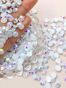 500 / 1000 / 2000 / 3000 Peças Cristais de Resina de 4mm a Granel, Branco AB Flat Back Round Jelly Rhinestones Brilhante Cristal Não Termoendurecível Gemas Pedras Preciosas DIY Artesanato Vestuário Garrafa Copo
