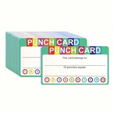 50pcs/Pack Children Perforated Cards For Classroom, Behavior Reward, Journaling, Motivational Punch Card, Membership Points Or Marketing Activity Counting CardSchool, Student,Stationery,School Supplies - Multicolor - View 8