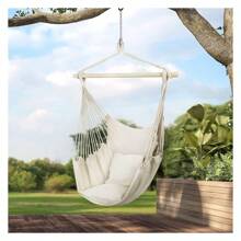 Debao Stylish Swing Chair - Fine Cotton Weave For Super Comfort & Durability- Hanging Hammock Chair W/2 Seat Cushions- Portable Outdoor Hanging Chair W/Hardware Kit - Indoor Outdoor Use - Max 265lbs