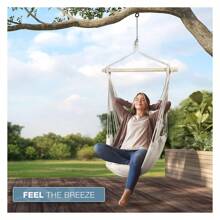 Debao Stylish Swing Chair - Fine Cotton Weave For Super Comfort & Durability- Hanging Hammock Chair W/2 Seat Cushions- Portable Outdoor Hanging Chair W/Hardware Kit - Indoor Outdoor Use - Max 265lbs
