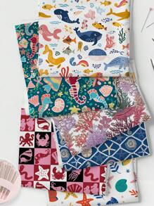 1pc DIY Fabric, Ocean Series, Optional 0.5m/1m/2m, Lightweight & Soft Handcraft, Polyester Fabric, Can Be Used To Make Tablecloths, Wall Hangings, Clothes, Bags, Dust Covers - Multicolor - View 1