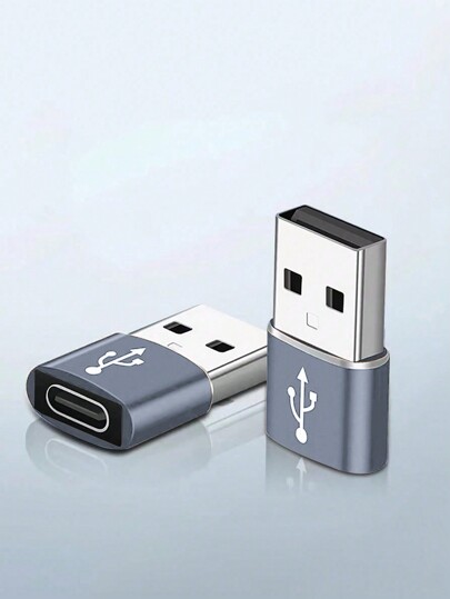 1pc Aluminum Alloy Material Usb To Type C Adapter, Suitable For Charging And File Transfer Of Phone, Computer, Camera With Usb Port