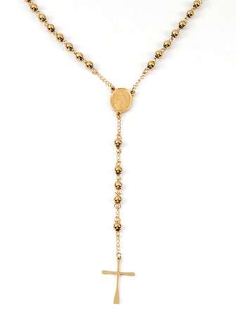 Religion Christian Stainless Steel Necklace For Women Virgin Mary Jesus Cross Pendant Long Beads Chains Fashion Jewelry