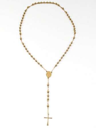 Religion Christian Stainless Steel Necklace For Women Virgin Mary Jesus Cross Pendant Long Beads Chains Fashion Jewelry