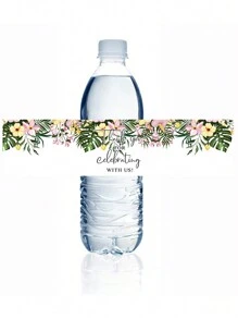 50 Piezas de etiquetas de botellas de agua mineral vintage con diseño de flor "GRACIAS" y forma rectangular para sellar regalos en celebraciones de bodas - 50 pcs - Ver 6