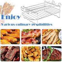 Air Fryer Double Layer Rack Set 304 Stainless Steel Multi-Purpose Air Fryer Rack With 4 Barbecue Skewers 1 Silicone Oil Brush Non-Stick Air Fryer Rack For Air Fryer - one-size - View 3
