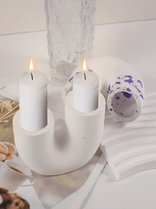 1 pieza DIY Molde de silicona para candelabro en forma de U, molde para hacer velas de hormigón, yeso, resina epoxi, manualidades y decoración del hogar