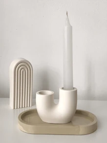 1 pieza DIY Molde de silicona para candelabro en forma de U, molde para hacer velas de hormigón, yeso, resina epoxi, manualidades y decoración del hogar
