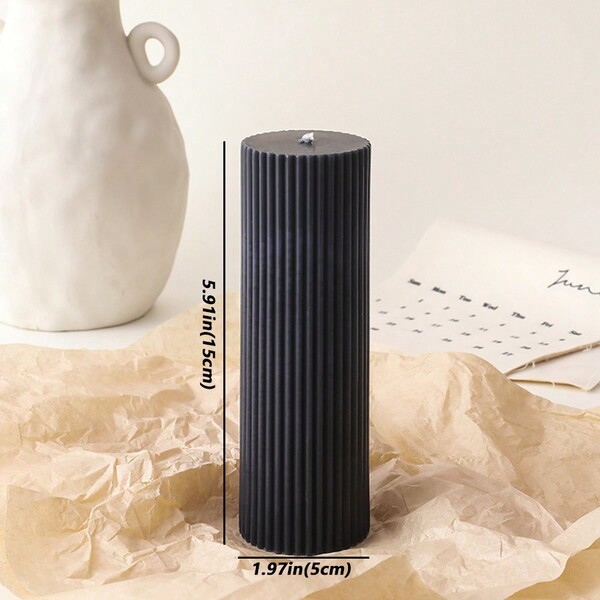 Una candela aromatica fatta a mano nera a forma di cilindro di 15 cm x 5 cm in cera di soia a forma di gear, decorazione per la casa, regalo di compleanno, candela profumata