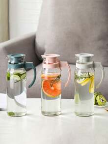 1pc Glass Water Jug Set Of 5 For Cold Water Household Heat-Resistant Pitcher For Juice, Milk Tea - Pink - View 8