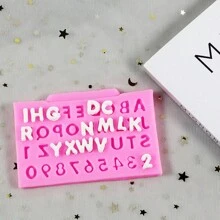 1入組小型數字和字母形狀巧克力蛋糕烘焙裝飾矽膠模具 - 粉色 - 查看 3