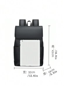 1入組（16.9英寸×12.6英寸×5.5英寸）時尚男款多功能背包，肩背/翻蓋/大容量可容納15.6英寸筆記本電腦，防潑水材質，多袋設計，背部插入設計，適合旅行，輕便，休閒，酷炫，簡約，透氣，實用背包，翻蓋背包，度假，學校，夏季，筆記本電腦，防水，適用於商務，休閒，黑色，個性化禮物，父親，丈夫，男友，背包，父親節禮物，大學生書包，適用於書籍，回歸學校，多功能，宿舍，大學生書包 - 黑色 - 查看 3