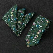 2入組男士經典6cm(2.36英寸)花卉印花領帶＆口袋方巾套裝，採用高級柔軟材質手工製作，適用於日常休閒穿著或正式場合如商務會議、婚禮、照片拍攝，同時也是男士的完美禮物 - 領帶與口袋方巾套裝 - 查看 19