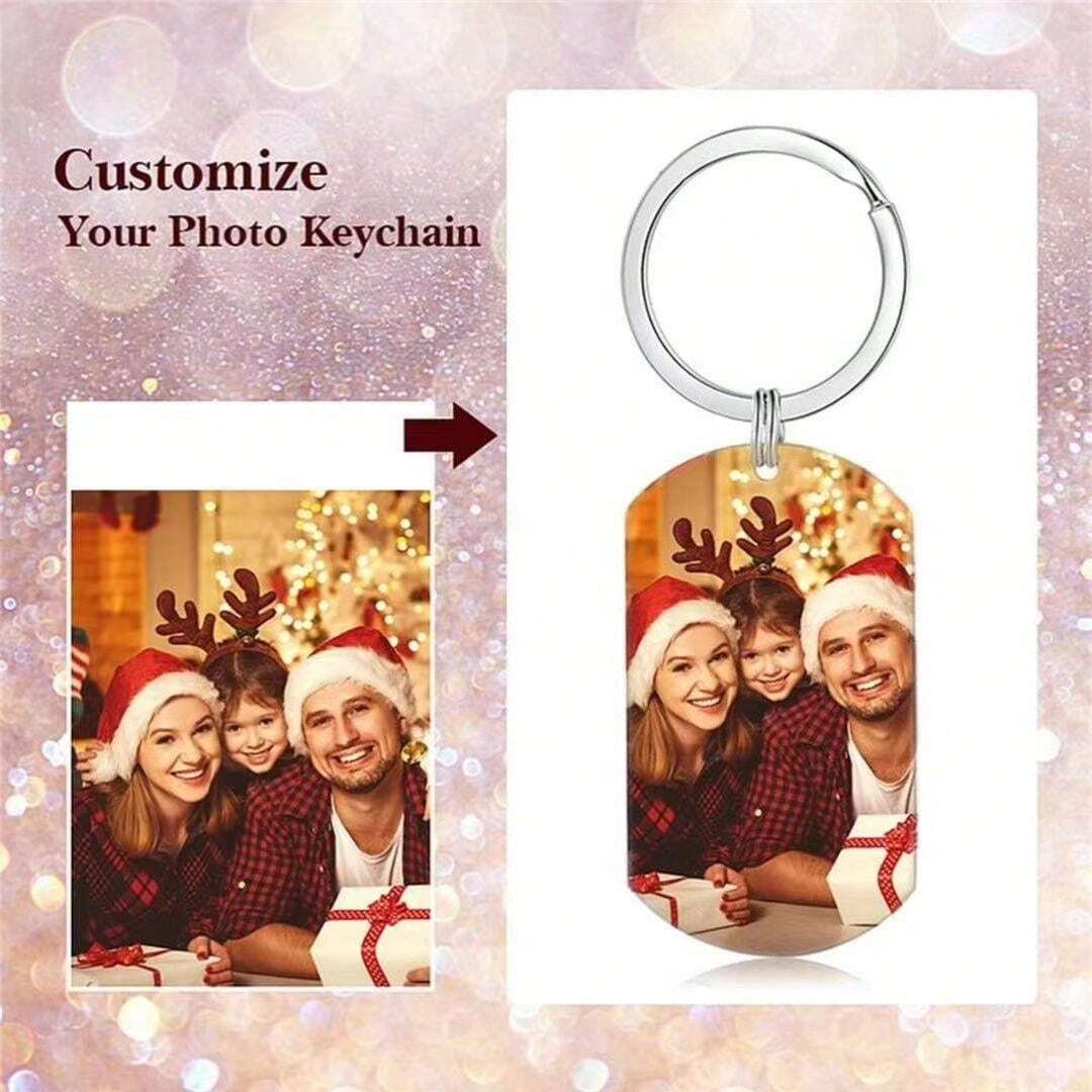 Customized Colorful Photo Keychain With The Name Of 'man's Family