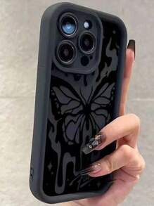1pc Flame Butterfly Printed Full Coverage TPU Phone Case With Camera Lens Protection, Compatible With IPhone 15 14 13 12 11promax - Multicolor - View 1