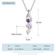 1 Pezzo Collana personalizzata in argento sterling 925, ciondolo a forma di cuore, gioiello personalizzato con nome e pietra natale, regalo della festa della mamma per lei