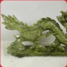 天然綠色玉手雕龍客廳裝飾風水飾品水晶標本 - 綠玉手工雕刻龍 - 查看 6