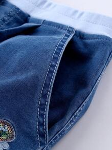Annil Mädchen Denim Captcha Sommer Kollektion, Schüler Mode Lässig Shorts