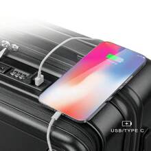 White Large-Capacity Universal Silent Brake Wheel Hardshell Suitcase Strong And Pressure-Resistant PC Front Cover Carry On Luggage 20inch TSA Customs Lock Multifunctional High-End Travel Luggage Case Cute Trolley Case With Cup Holder Bag For School School Accessories School Stuff - White - View 7