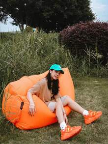 1 PC Relax In Comfort: Inflatable Lounger Air Sofa Hammock.Portable, Waterproof & Leakproof - Perfect For Backyard, Beach,Camping & More! Camping Stuff - Orange - View 6