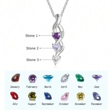 1 Pezzo Collana personalizzata in argento sterling 925, ciondolo a forma di cuore, gioiello personalizzato con nome e pietra natale, regalo della festa della mamma per lei
