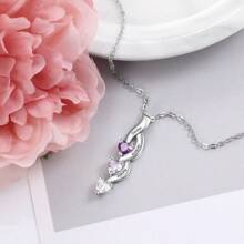 1 Pezzo Collana personalizzata in argento sterling 925, ciondolo a forma di cuore, gioiello personalizzato con nome e pietra natale, regalo della festa della mamma per lei