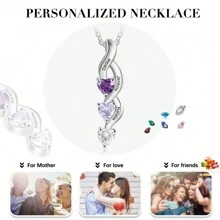 1 Pezzo Collana personalizzata in argento sterling 925, ciondolo a forma di cuore, gioiello personalizzato con nome e pietra natale, regalo della festa della mamma per lei