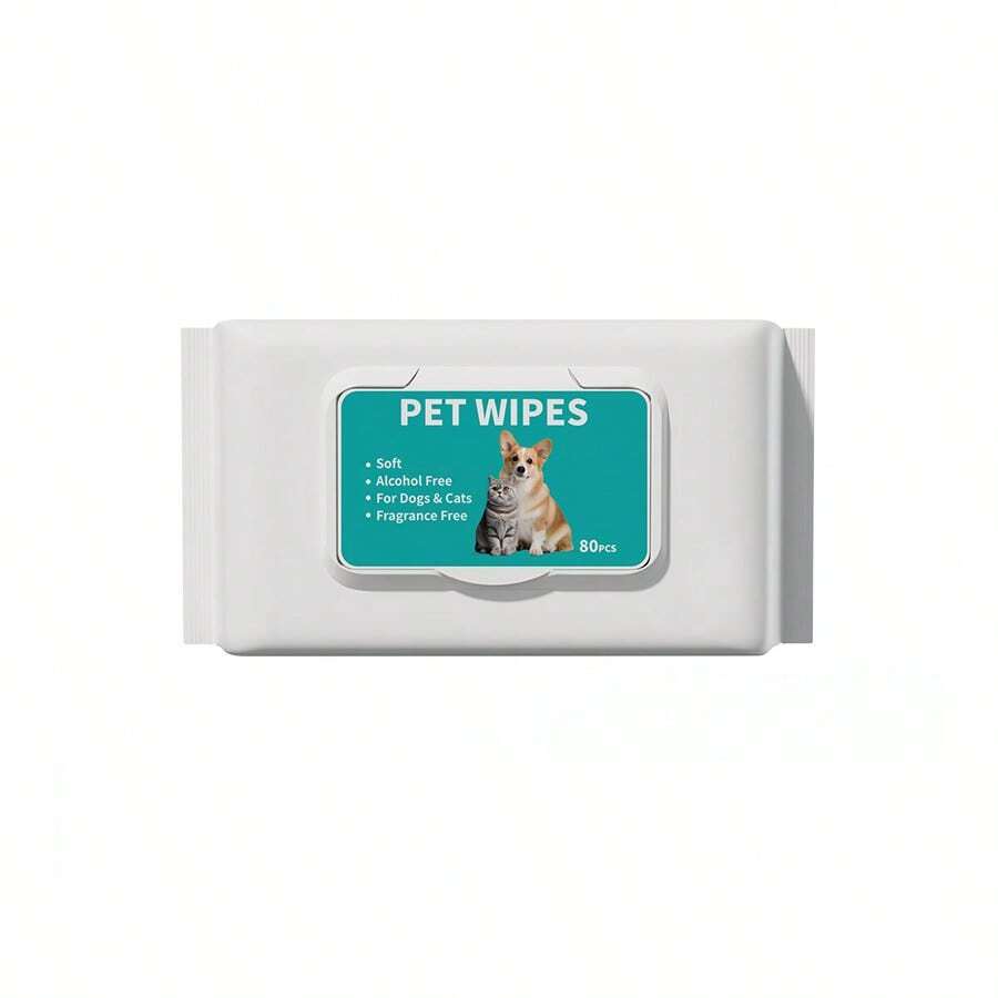 寵物濕巾 80張一次性無香清潔濕巾，適用於狗和貓