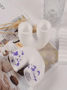 1 pieza DIY Molde de silicona para candelabro en forma de U, molde para hacer velas de hormigón, yeso, resina epoxi, manualidades y decoración del hogar