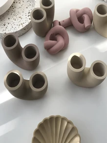 1 pieza DIY Molde de silicona para candelabro en forma de U, molde para hacer velas de hormigón, yeso, resina epoxi, manualidades y decoración del hogar