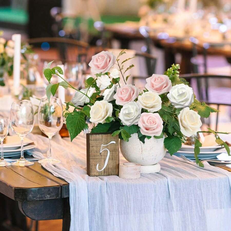 Artificial Flowers 7/12/17/22/27/32pcs Real Looking Ivory Foam Fake