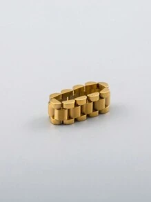 Anillo De Cadena Hecho A Mano De Acero Inoxidable Chapado En Oro De 18k, Creativo Y Moderno, Como Regalo De Cumpleaños Para Hombre, 1 Ud.