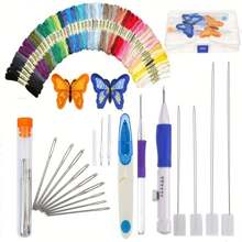 Kit de herramientas para bordado con aguja mágica de bricolaje, juego de herramientas de costura de punto de perforación, herramienta para tejido de ropa, costura, parches, tejido y accesorios de costura - Multicolor - Ver 10