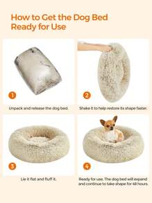 1pc Plush Round Pet Bed/Cat Bed For Large/Medium/Small Pets, Indoor Home Winter Warmth And Comfort - Apricot - View 11