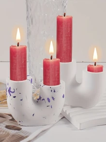 1 pieza DIY Molde de silicona para candelabro en forma de U, molde para hacer velas de hormigón, yeso, resina epoxi, manualidades y decoración del hogar