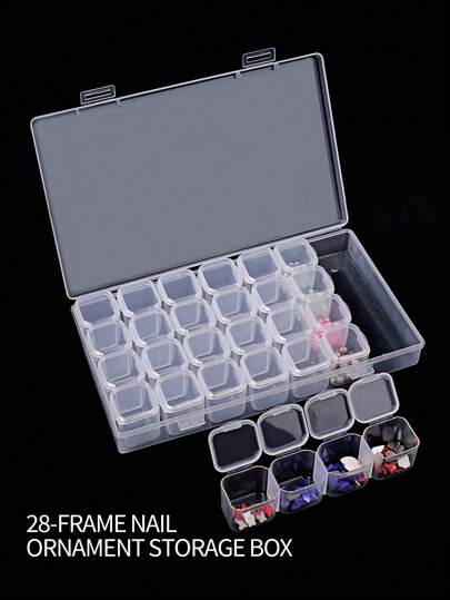 28-Compartment Nail Art Accessories Storage Box Diamond Embellishment Tool Organizer Desktop Transparent Plastic Case With Lid Portable Jewelry Sorting Box One Piece Unassembled Jewelry Storage Box Transparent Small Accessories With Lid Storage Cube One Piece Assembled/Disassembled Jewelry Box Nail Decoration Compartment Box