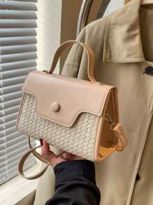 時尚肩袋手提包拼接方形袋