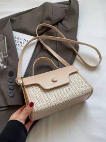 時尚肩袋手提包拼接方形袋