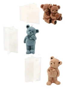 Moldes de silicona de osos de pie, osos abrazando osos, molde de artesanía de arte 3D de animales lindos, molde de vela de silicona, moldes de manualidades DIY para hacer jabón artesanal - Suministros para hacer velas y jabón, regalos