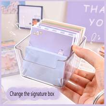 1入組透明桌面文具收納盒，便條紙和化妝品收納盒 - 彩色 - 查看 3